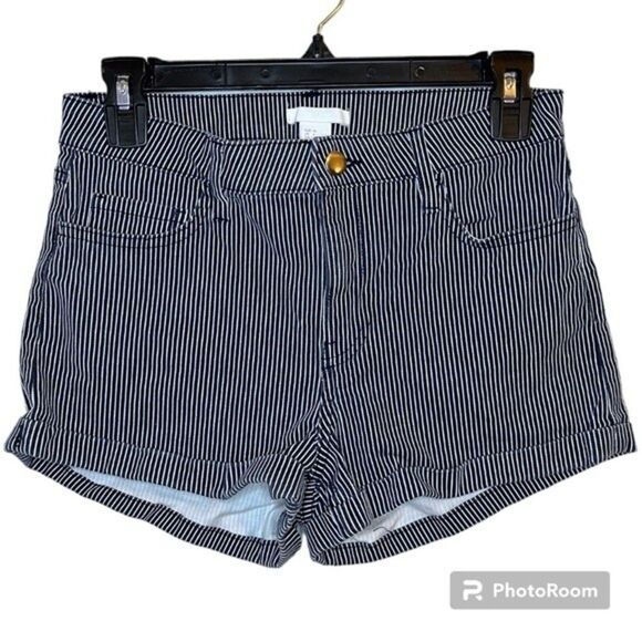 H&M Navy Blue and White Striped Shorts Size 4 - Picture 1 of 5